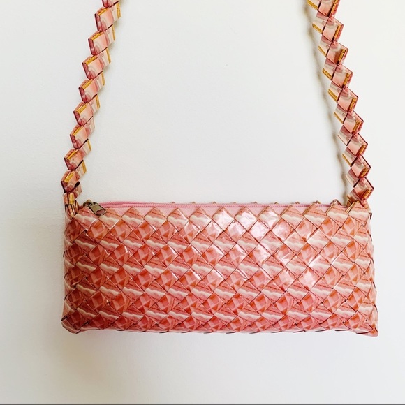 Vintage Handmade Recycled Pink Bubble Gum Wrapper Purse Crossbody Bag - Picture 8 of 8
